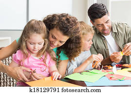 heiter, familie, machen, künste handwerke, gemeinsam, tisch heiter, familie, machen, künste handwerke, gemeinsam, tisch