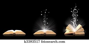Open book magic on black Open book magic on black