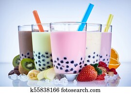 Refreshing milky bubble tea with tapioca pearls Refreshing milky bubble tea with tapioca pearls