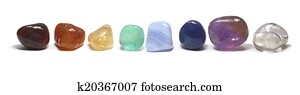 Row of chakra crystals