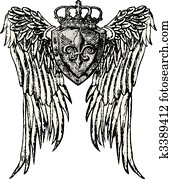 royal emblem with wing tattoo royal emblem with wing tattoo
