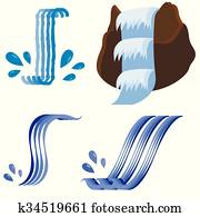 Set of Different Waterfalls Icons Set of Different Waterfalls Icons