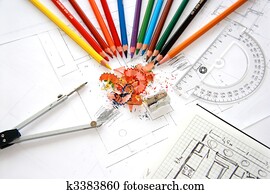 Workplace of designer interior Workplace of designer interior
