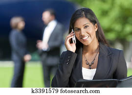 Beautiful Young Indian Asian Woman On Her Cell Phone