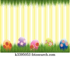 Easter holiday colorful easter eggs yellow stripe background Easter holiday colorful easter eggs yellow stripe background