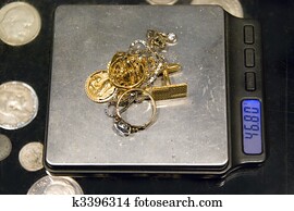 gold jewelry and scale gold jewelry and scale