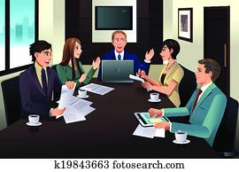 mitarbeitergruppe, versammlung, in, a, modernes, büro mitarbeitergruppe, versammlung, in, a, modernes, büro