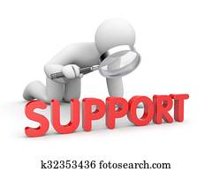 Person studies the word support