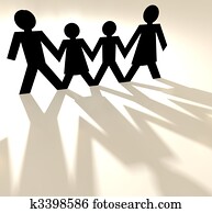 서류상 사슬, 가족, 손을 잡는 것