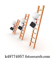 3D illustration depicting people on different levels of the corporate ladder 3D illustration depicting people on different levels of the corporate ladder