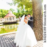 boda, baile, de, novia y novio