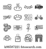 bundle of bastille day icons bundle of bastille day icons