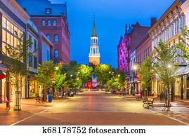 burlington,, vermont,, ארהב, ב, רחוב של כנסייה, marketplace.
