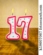 Burning birthday candles number 17 Burning birthday candles number 17