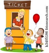 Children at the Ticket Booth Children at the Ticket Booth