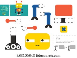 Cut and glue paper toy. Vector robot character for educational activity Cut and glue paper toy. Vector robot character for educational activity