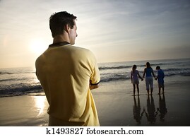 Family at beach.