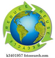 limpo, meio ambiente, -, conceitual, símbolo reciclando