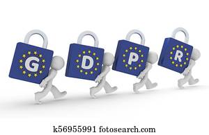 Small 3d character with GDPR padlocks