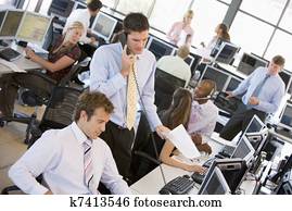 View Of Busy Stock Traders Office