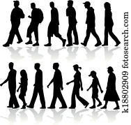 ללכת, peopel-, וקטור, עבודה