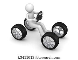 condução homem, imaginário, car