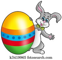Easter bunny with colorful egg Easter bunny with colorful egg
