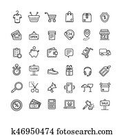 Ecommerce Icon Black Thin Line Set. Vector Ecommerce Icon Black Thin Line Set. Vector