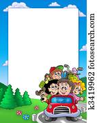 Frame with family going on vacation Frame with family going on vacation