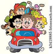 Happy family in car on vacation Happy family in car on vacation