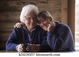 idoso, mãe, e, middle-aged, filha