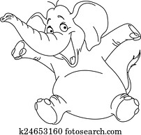 umrissen, heiter, elefant