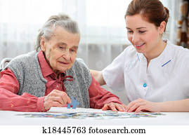 ältere frau, mit, sie, caregiver