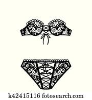 העבר, צייר, lingerie., פאנטי, ו, חזייה, set.