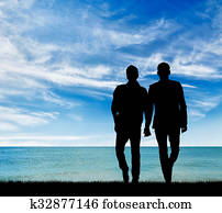 צללית, של, שני, גברים הומוסקסואליים