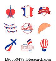 bundle of bastille day icons bundle of bastille day icons