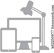Computer tablet and smart phone office Computer tablet and smart phone office