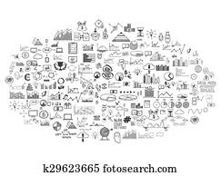 infographics, sammlung, hand, gezeichnet, gekritzel, skizze, geschaefts, ecomomic, finanz, elemente