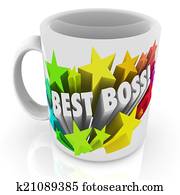 mejor, jefe, taza de café, cima, líder, director, supervisor, premio
