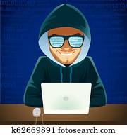 האקר, מחשב נייד, סייבר, פושע