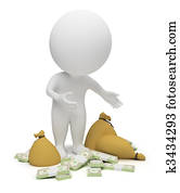 3d, klein, leute, -, geld