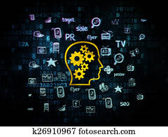 Advertising concept: Head With Gears on Digital background
