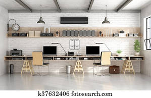 arquitetura, ou, engenharia, escritório, em, industrial, estilo