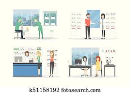 People at eyeglasses store. People at eyeglasses store.