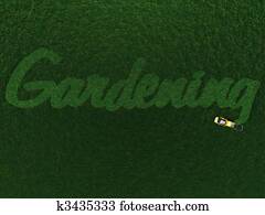 The word Gardening cut out in grass. The word Gardening cut out in grass.