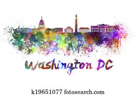 Washington DC skyline in watercolor Washington DC skyline in watercolor