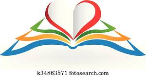 buch, mit, herz, liebe, form, logo buch, mit, herz, liebe, form, logo