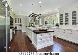 cozinha, com, branca, cabinetry