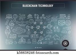 Cryptocurrency concept hand drawn doodle designs like: blockchains, software wallet etc Cryptocurrency concept hand drawn doodle designs like: blockchains, software wallet etc