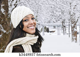 Happy woman outside in winter Happy woman outside in winter